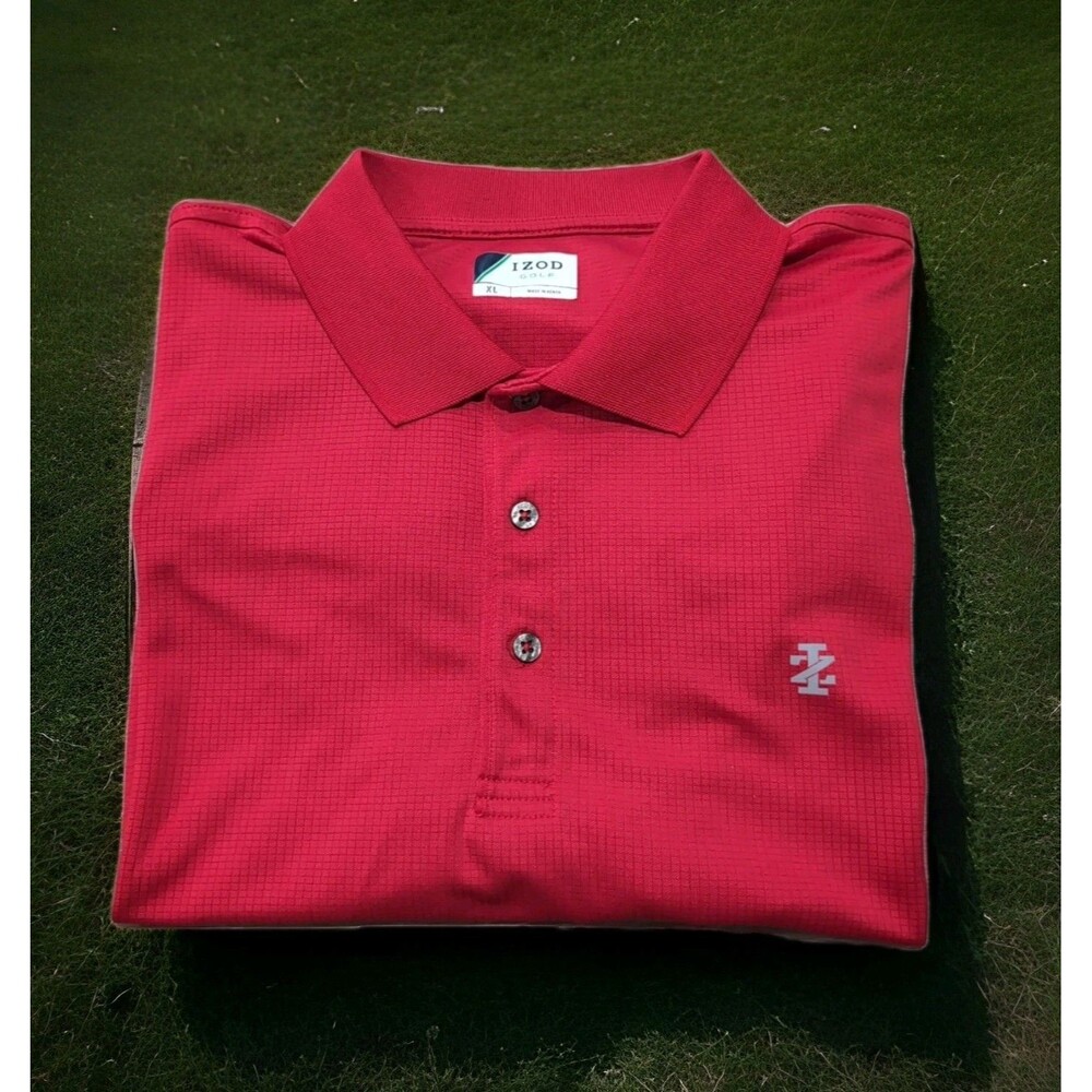 IZOD GOLF ADVANTAGE PERFORMANCE STRETCH MENS POLO SHIRT XL RED SHORT SLEEVE  EUC